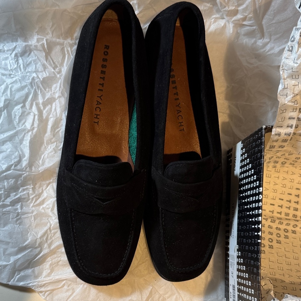 Rossetti Yacht Black Ladies Suede Loafers